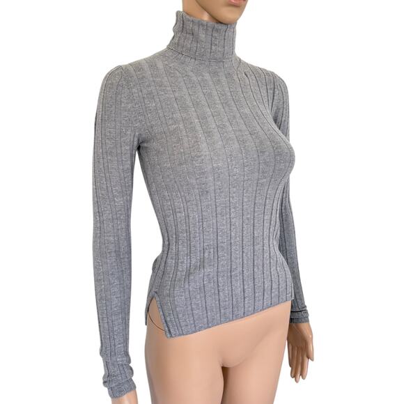 Acne Studios Corin Ribbed Merino Wool Turtleneck Minimalist Slim Fit XS Gray - Picture 1 of 6